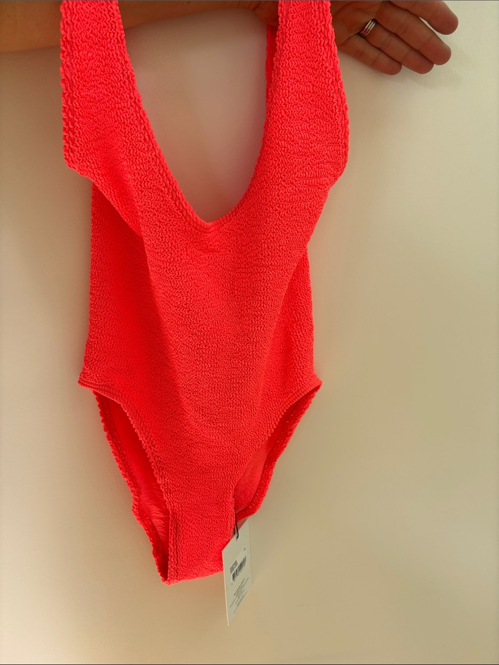 bond-eye Neon Coral Textured One-Piece Swimsuit